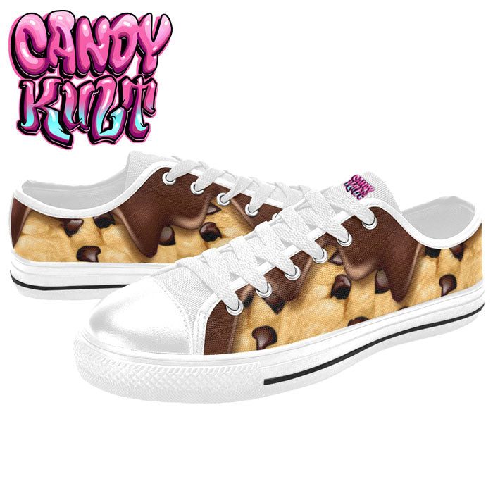 Chocolate Chip Cookie White Men's Low Canvas Shoes - Candy Kult - Candy Cult - Candy Kult Land - Wishbone - Boo Kitty - Panku - Frosti - Toxic Kitten - Hex-Heart - Cult Candy - Cake High Heels - [product_vendor}