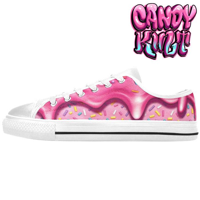 Sprinkles Please Strawberry White Men's Low Canvas Shoes - Candy Kult - Candy Cult - Candy Kult Land - Wishbone - Boo Kitty - Panku - Frosti - Toxic Kitten - Hex-Heart - Cult Candy - Cake High Heels - [product_vendor}