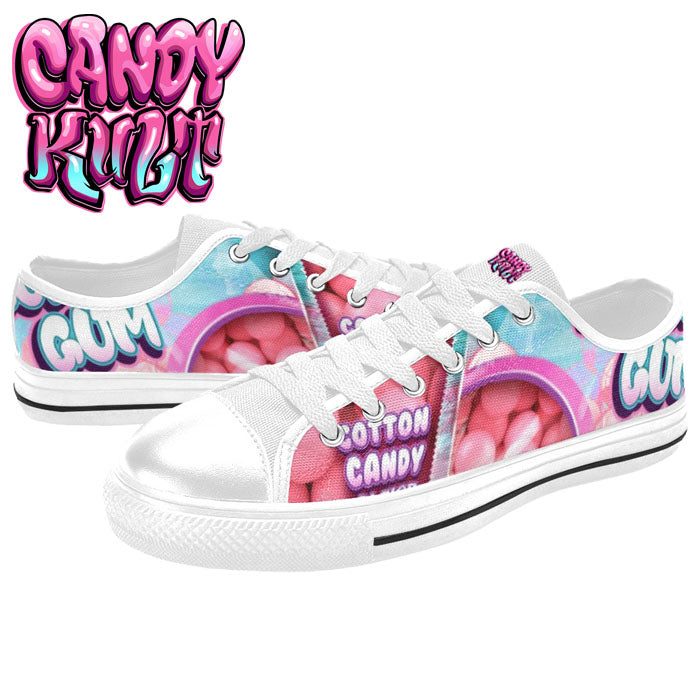 Cotton Candy Bubble Gum White Women's Low Canvas Shoes - Candy Kult - Candy Cult - Candy Kult Land - Wishbone - Boo Kitty - Panku - Frosti - Toxic Kitten - Hex-Heart - Cult Candy - Cake High Heels - [product_vendor}