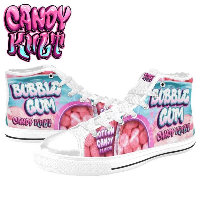 Cotton Candy Bubble Gum White Women's High Top Canvas Shoes - Candy Kult - Candy Cult - Candy Kult Land - Wishbone - Boo Kitty - Panku - Frosti - Toxic Kitten - Hex-Heart - Cult Candy - Cake High Heels - [product_vendor}
