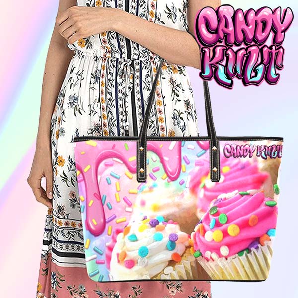 Rainbow Confetti Cupcakes Candy Kult Large Tote Bag - Candy Kult - Candy Cult - Candy Kult Land - Wishbone - Boo Kitty - Panku - Frosti - Toxic Kitten - Hex-Heart - Cult Candy - Cake High Heels - [product_vendor}