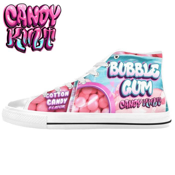Cotton Candy Bubble Gum White Women's High Top Canvas Shoes - Candy Kult - Candy Cult - Candy Kult Land - Wishbone - Boo Kitty - Panku - Frosti - Toxic Kitten - Hex-Heart - Cult Candy - Cake High Heels - [product_vendor}