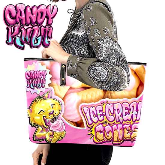 Ice Cream Cone Gummies Candy Kult Large Tote Bag - Candy Kult - Candy Cult - Candy Kult Land - Wishbone - Boo Kitty - Panku - Frosti - Toxic Kitten - Hex-Heart - Cult Candy - Cake High Heels - [product_vendor}