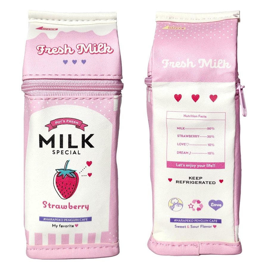 Penguin Café Strawberry Milk Carton Cosmetics Pouch Candy Kult Strawberry Candy Cult - Candy Kult Land - Wishbone - Boo Kitty - Panku - Frosti - Toxic Kitten - Hex - Heart - Cult Candy - Ca