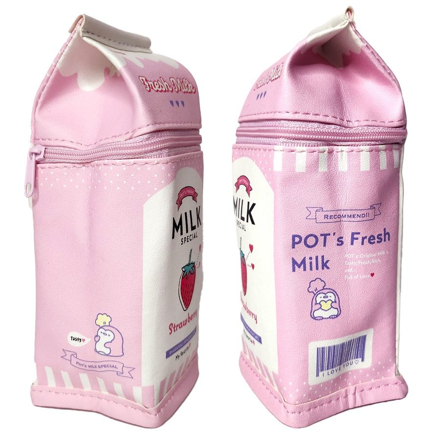 Penguin Café Strawberry Milk Carton Cosmetics Pouch Candy Kult Strawberry Candy Cult - Candy Kult Land - Wishbone - Boo Kitty - Panku - Frosti - Toxic Kitten - Hex - Heart - Cult Candy - Ca