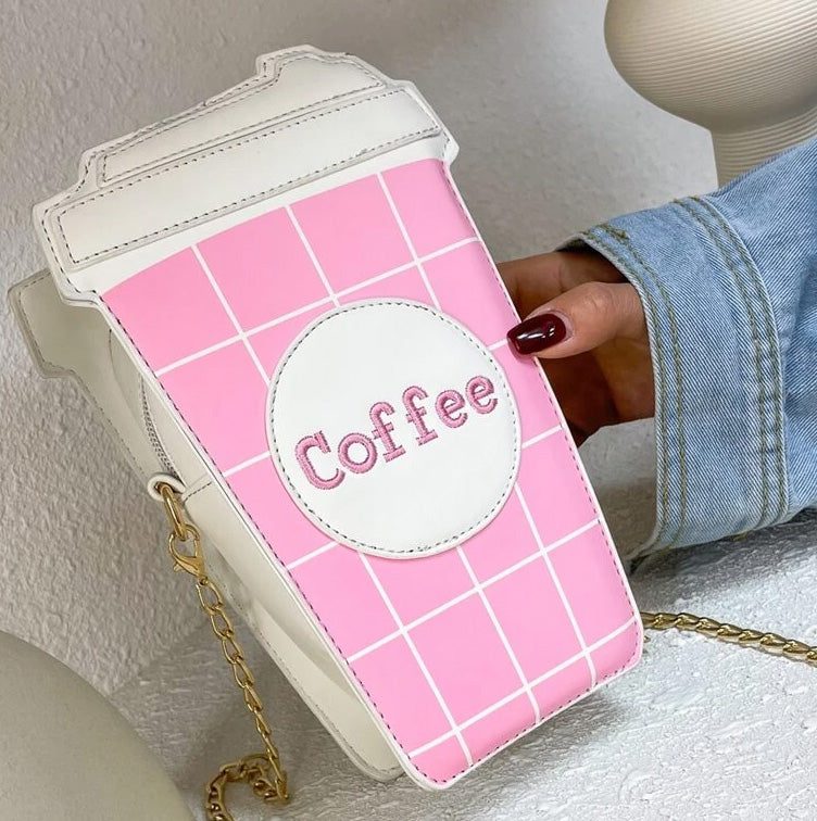 Pink Take Away Coffee Crossbody Bag Candy Kult Bag coffee Crossbody Candy Cult - Candy Kult Land - Wishbone - Boo Kitty - Panku - Frosti - Toxic Kitten - Hex - Heart - Cult Candy - Ca