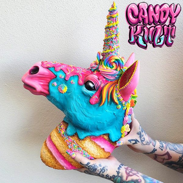 Rainbow Cake Unicorn Sculpture Candy Kult Cake Unicorns Candy Cult - Candy Kult Land - Wishbone - Boo Kitty - Panku - Frosti - Toxic Kitten - Hex - Heart - Cult Candy - Ca