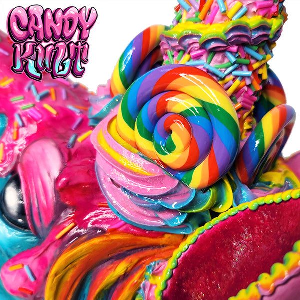 Rainbow Cake Unicorn Sculpture Candy Kult Cake Unicorns Candy Cult - Candy Kult Land - Wishbone - Boo Kitty - Panku - Frosti - Toxic Kitten - Hex - Heart - Cult Candy - Ca