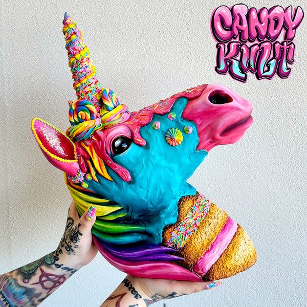 Rainbow Cake Unicorn Sculpture Candy Kult Cake Unicorns Candy Cult - Candy Kult Land - Wishbone - Boo Kitty - Panku - Frosti - Toxic Kitten - Hex - Heart - Cult Candy - Ca