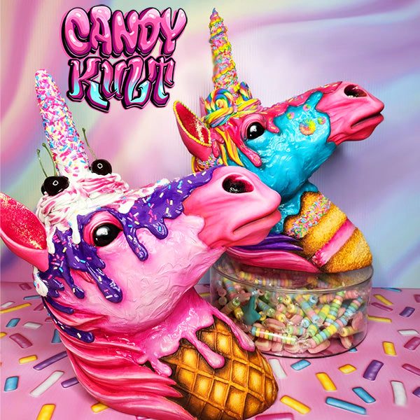 Rainbow Cake Unicorn Sculpture Candy Kult Cake Unicorns Candy Cult - Candy Kult Land - Wishbone - Boo Kitty - Panku - Frosti - Toxic Kitten - Hex - Heart - Cult Candy - Ca