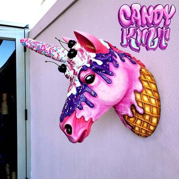 Strawberry Bubble Gum Ice Cream Unicorn Sculpture Candy Kult Ice Cream Unicorns Candy Cult - Candy Kult Land - Wishbone - Boo Kitty - Panku - Frosti - Toxic Kitten - Hex - Heart - Cult Candy - Ca