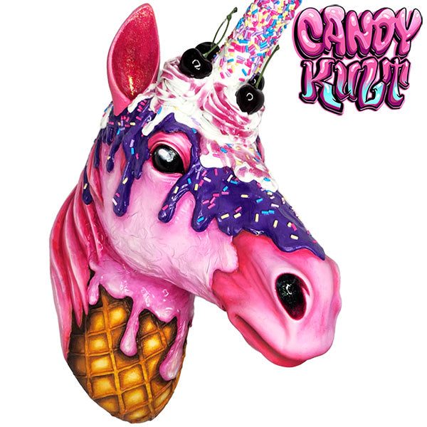 Strawberry Bubble Gum Ice Cream Unicorn Sculpture Candy Kult Ice Cream Unicorns Candy Cult - Candy Kult Land - Wishbone - Boo Kitty - Panku - Frosti - Toxic Kitten - Hex - Heart - Cult Candy - Ca