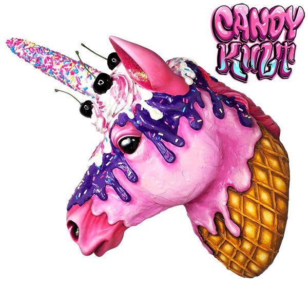 Strawberry Bubble Gum Ice Cream Unicorn Sculpture Candy Kult Ice Cream Unicorns Candy Cult - Candy Kult Land - Wishbone - Boo Kitty - Panku - Frosti - Toxic Kitten - Hex - Heart - Cult Candy - Ca