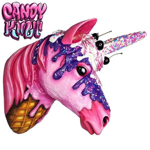 Strawberry Bubble Gum Ice Cream Unicorn Sculpture Candy Kult Ice Cream Unicorns Candy Cult - Candy Kult Land - Wishbone - Boo Kitty - Panku - Frosti - Toxic Kitten - Hex - Heart - Cult Candy - Ca