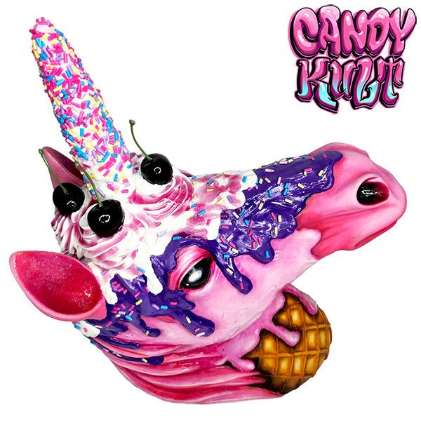Strawberry Bubble Gum Ice Cream Unicorn Sculpture Candy Kult Ice Cream Unicorns Candy Cult - Candy Kult Land - Wishbone - Boo Kitty - Panku - Frosti - Toxic Kitten - Hex - Heart - Cult Candy - Ca