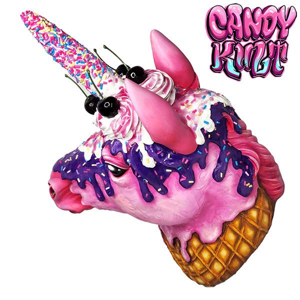 Strawberry Bubble Gum Ice Cream Unicorn Sculpture Candy Kult Ice Cream Unicorns Candy Cult - Candy Kult Land - Wishbone - Boo Kitty - Panku - Frosti - Toxic Kitten - Hex - Heart - Cult Candy - Ca