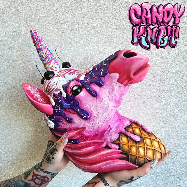 Strawberry Bubble Gum Ice Cream Unicorn Sculpture Candy Kult Ice Cream Unicorns Candy Cult - Candy Kult Land - Wishbone - Boo Kitty - Panku - Frosti - Toxic Kitten - Hex - Heart - Cult Candy - Ca