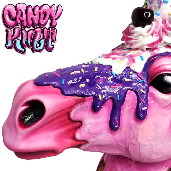 Strawberry Bubble Gum Ice Cream Unicorn Sculpture Candy Kult Ice Cream Unicorns Candy Cult - Candy Kult Land - Wishbone - Boo Kitty - Panku - Frosti - Toxic Kitten - Hex - Heart - Cult Candy - Ca