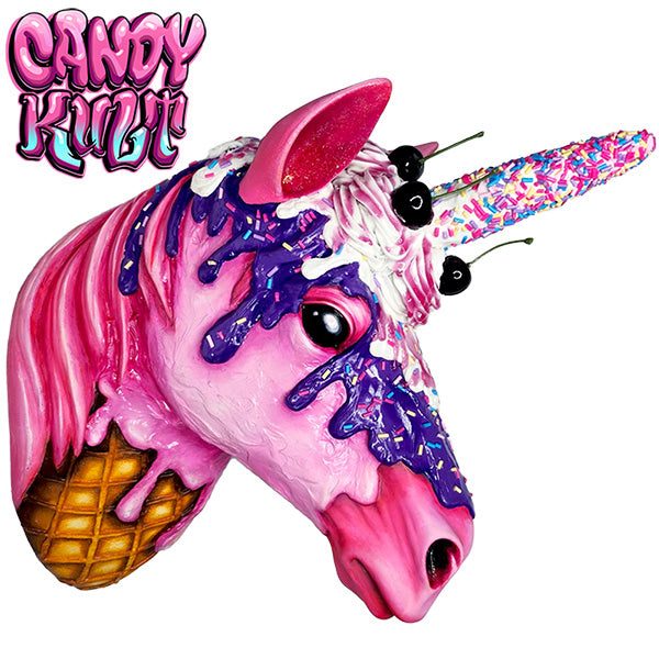 Strawberry Bubble Gum Ice Cream Unicorn Sculpture Candy Kult Ice Cream Unicorns Candy Cult - Candy Kult Land - Wishbone - Boo Kitty - Panku - Frosti - Toxic Kitten - Hex - Heart - Cult Candy - Ca