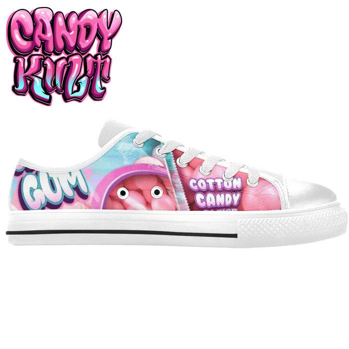 Cotton Candy Bubble Gum White Men's Low Canvas Shoes - Candy Kult - Candy Cult - Candy Kult Land - Wishbone - Boo Kitty - Panku - Frosti - Toxic Kitten - Hex-Heart - Cult Candy - Cake High Heels - [product_vendor}