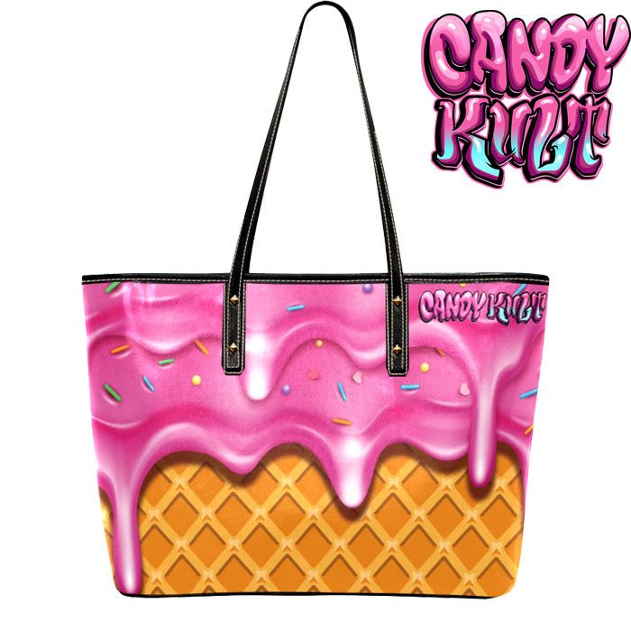 Strawberry Ice Cream Candy Kult Large Tote Bag - Candy Kult - Candy Cult - Candy Kult Land - Wishbone - Boo Kitty - Panku - Frosti - Toxic Kitten - Hex-Heart - Cult Candy - Cake High Heels - [product_vendor}