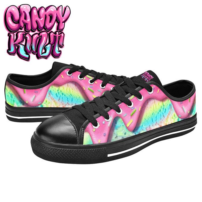 Rainbow Unicorn Ice Cream Women's Low Canvas Shoes - Candy Kult - Candy Cult - Candy Kult Land - Wishbone - Boo Kitty - Panku - Frosti - Toxic Kitten - Hex-Heart - Cult Candy - Cake High Heels - [product_vendor}