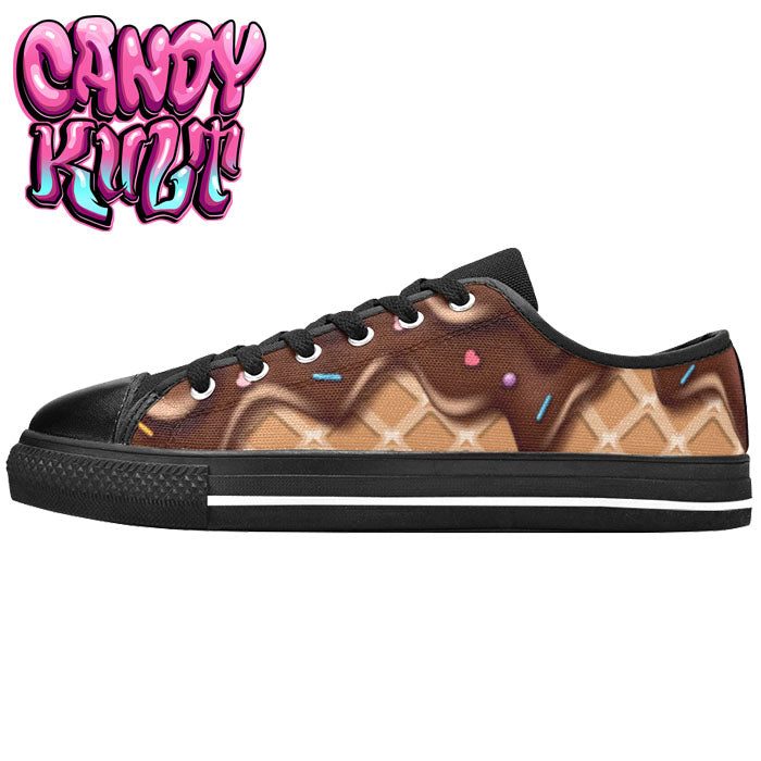 Chocolate Ice Cream Men's Low Canvas Shoes - Candy Kult - Candy Cult - Candy Kult Land - Wishbone - Boo Kitty - Panku - Frosti - Toxic Kitten - Hex-Heart - Cult Candy - Cake High Heels - [product_vendor}