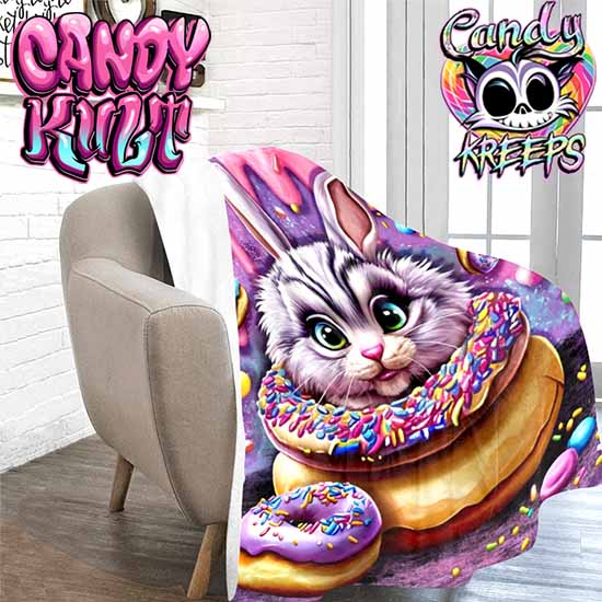 Fizz The Donut Bunny Candy Kreeps Micro Fleece Blanket - Candy Kult - Candy Cult - Candy Kult Land - Wishbone - Boo Kitty - Panku - Frosti - Toxic Kitten - Hex-Heart - Cult Candy - Cake High Heels - [product_vendor}