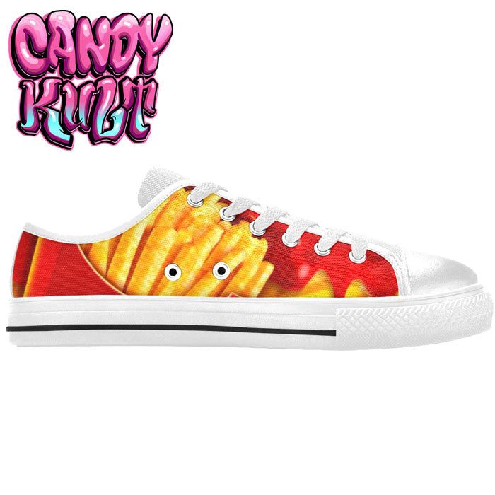 Want Fries With That? White Women's Low Canvas Shoes - Candy Kult - Candy Cult - Candy Kult Land - Wishbone - Boo Kitty - Panku - Frosti - Toxic Kitten - Hex-Heart - Cult Candy - Cake High Heels - [product_vendor}