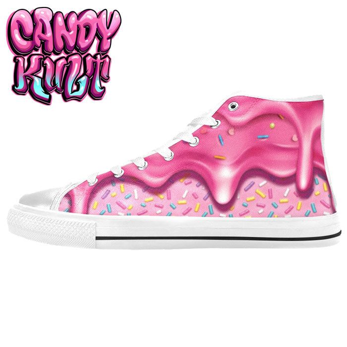Sprinkles Please Strawberry White Women's High Top Canvas Shoes - Candy Kult - Candy Cult - Candy Kult Land - Wishbone - Boo Kitty - Panku - Frosti - Toxic Kitten - Hex-Heart - Cult Candy - Cake High Heels - [product_vendor}