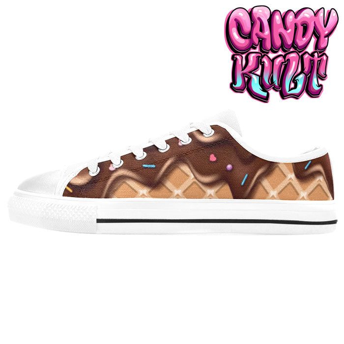 Chocolate Ice Cream White Women's Low Canvas Shoes - Candy Kult - Candy Cult - Candy Kult Land - Wishbone - Boo Kitty - Panku - Frosti - Toxic Kitten - Hex-Heart - Cult Candy - Cake High Heels - [product_vendor}