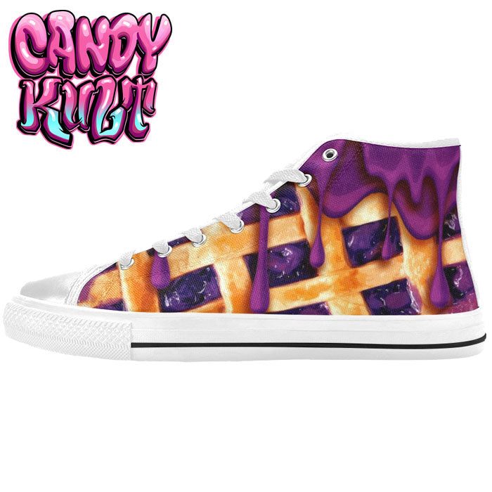 Blueberry Pie White Women's High Top Canvas Shoes - Candy Kult - Candy Cult - Candy Kult Land - Wishbone - Boo Kitty - Panku - Frosti - Toxic Kitten - Hex-Heart - Cult Candy - Cake High Heels - [product_vendor}
