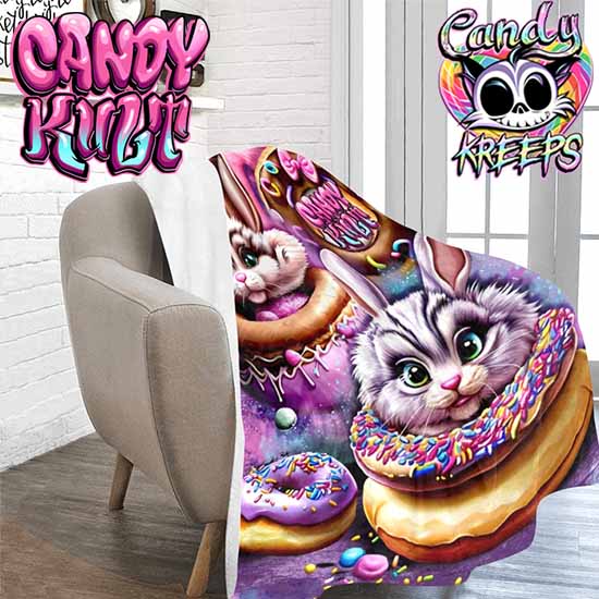 Sugar & Fizz The Donut Bunnies Candy Kreeps Micro Fleece Blanket - Candy Kult - Candy Cult - Candy Kult Land - Wishbone - Boo Kitty - Panku - Frosti - Toxic Kitten - Hex-Heart - Cult Candy - Cake High Heels - [product_vendor}