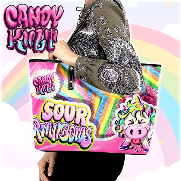 Unicorn Sour Rainbows Candy Kult Large Tote Bag Candy Kult Bag Candy handbag Candy Cult - Candy Kult Land - Wishbone - Boo Kitty - Panku - Frosti - Toxic Kitten - Hex - Heart - Cult Candy - Ca