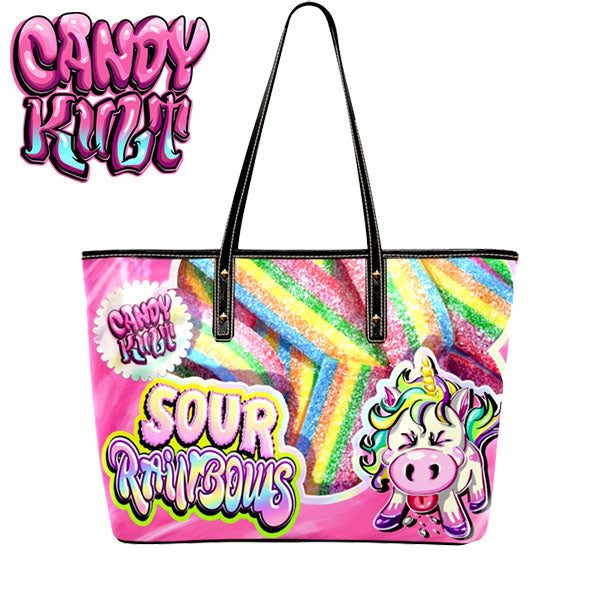 Unicorn Sour Rainbows Candy Kult Large Tote Bag Candy Kult Bag Candy handbag Candy Cult - Candy Kult Land - Wishbone - Boo Kitty - Panku - Frosti - Toxic Kitten - Hex - Heart - Cult Candy - Ca