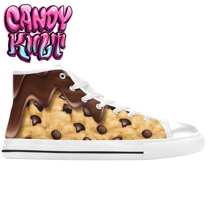 Chocolate Chip Cookie White Men’s High Top Canvas Shoes - Candy Kult - Candy Cult - Candy Kult Land - Wishbone - Boo Kitty - Panku - Frosti - Toxic Kitten - Hex-Heart - Cult Candy - Cake High Heels - [product_vendor}