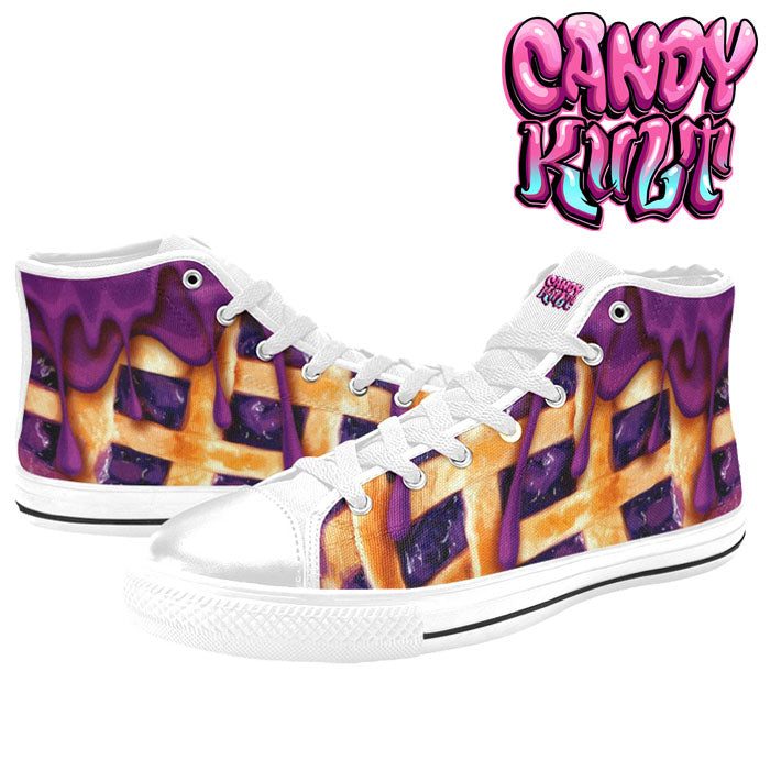 Blueberry Pie White Women's High Top Canvas Shoes - Candy Kult - Candy Cult - Candy Kult Land - Wishbone - Boo Kitty - Panku - Frosti - Toxic Kitten - Hex-Heart - Cult Candy - Cake High Heels - [product_vendor}