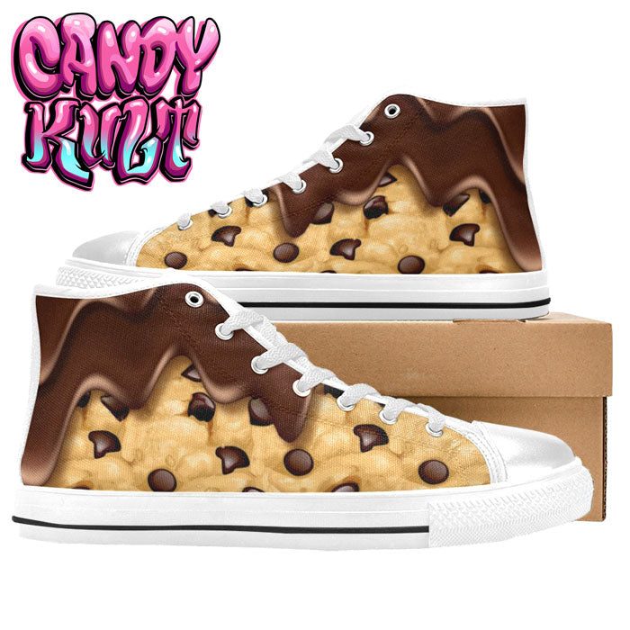 Chocolate Chip Cookie White Men’s High Top Canvas Shoes - Candy Kult - Candy Cult - Candy Kult Land - Wishbone - Boo Kitty - Panku - Frosti - Toxic Kitten - Hex-Heart - Cult Candy - Cake High Heels - [product_vendor}
