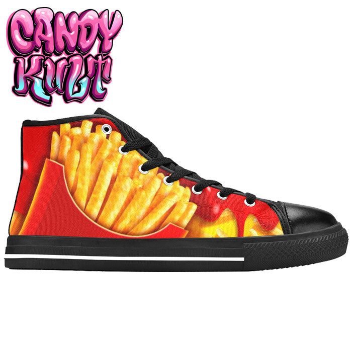 Want Fries With That? Women's High Top Canvas Shoes - Candy Kult - Candy Cult - Candy Kult Land - Wishbone - Boo Kitty - Panku - Frosti - Toxic Kitten - Hex-Heart - Cult Candy - Cake High Heels - [product_vendor}