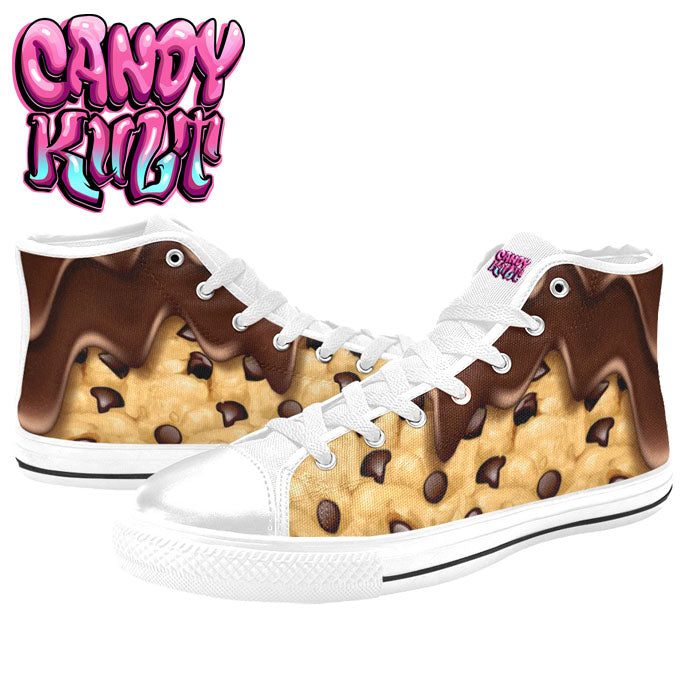 Chocolate Chip Cookie White Men’s High Top Canvas Shoes - Candy Kult - Candy Cult - Candy Kult Land - Wishbone - Boo Kitty - Panku - Frosti - Toxic Kitten - Hex-Heart - Cult Candy - Cake High Heels - [product_vendor}