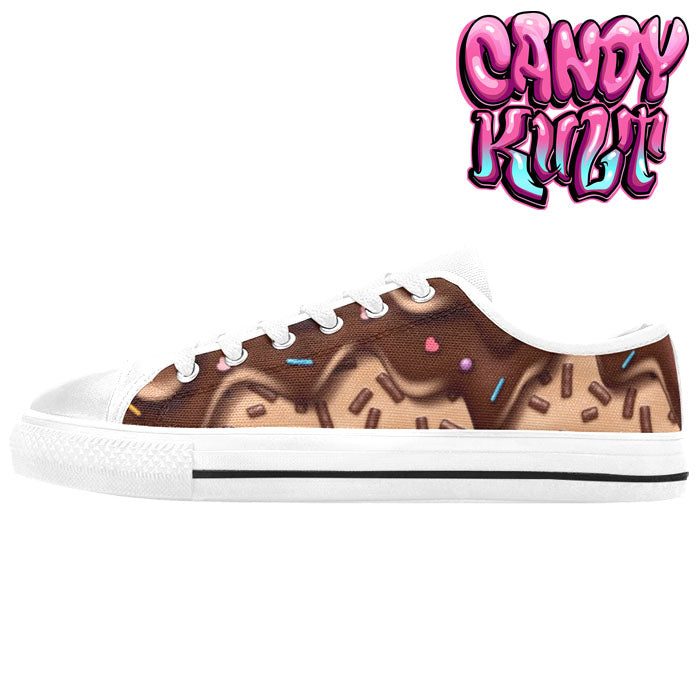 Sprinkles Please Chocolate White Women's Low Canvas Shoes - Candy Kult - Candy Cult - Candy Kult Land - Wishbone - Boo Kitty - Panku - Frosti - Toxic Kitten - Hex-Heart - Cult Candy - Cake High Heels - [product_vendor}