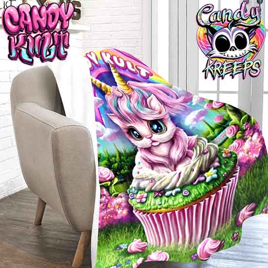 Flossie The Kitticorn Candy Kreeps Micro Fleece Blanket - Candy Kult - Candy Cult - Candy Kult Land - Wishbone - Boo Kitty - Panku - Frosti - Toxic Kitten - Hex-Heart - Cult Candy - Cake High Heels - [product_vendor}
