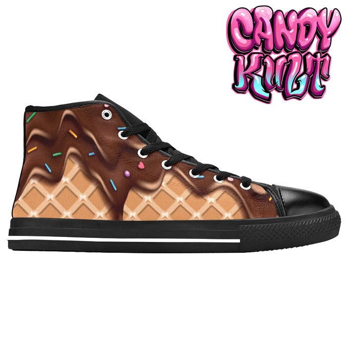 Chocolate Ice Cream Men’s High Top Canvas Shoes - Candy Kult - Candy Cult - Candy Kult Land - Wishbone - Boo Kitty - Panku - Frosti - Toxic Kitten - Hex-Heart - Cult Candy - Cake High Heels - [product_vendor}