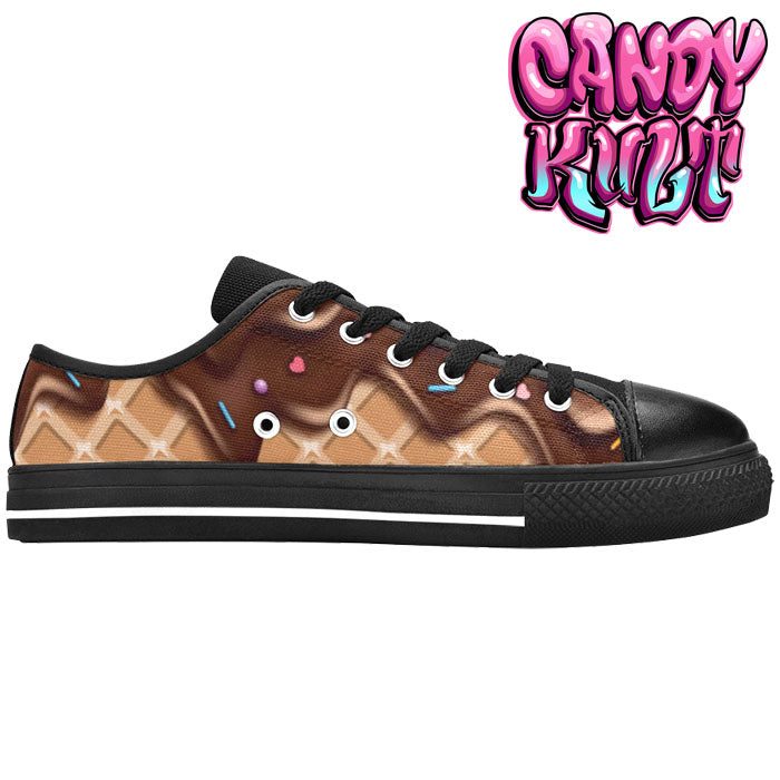 Chocolate Ice Cream Women's Low Canvas Shoes - Candy Kult - Candy Cult - Candy Kult Land - Wishbone - Boo Kitty - Panku - Frosti - Toxic Kitten - Hex-Heart - Cult Candy - Cake High Heels - [product_vendor}
