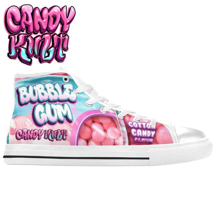 Cotton Candy Bubble Gum White Men’s High Top Canvas Shoes - Candy Kult - Candy Cult - Candy Kult Land - Wishbone - Boo Kitty - Panku - Frosti - Toxic Kitten - Hex-Heart - Cult Candy - Cake High Heels - [product_vendor}