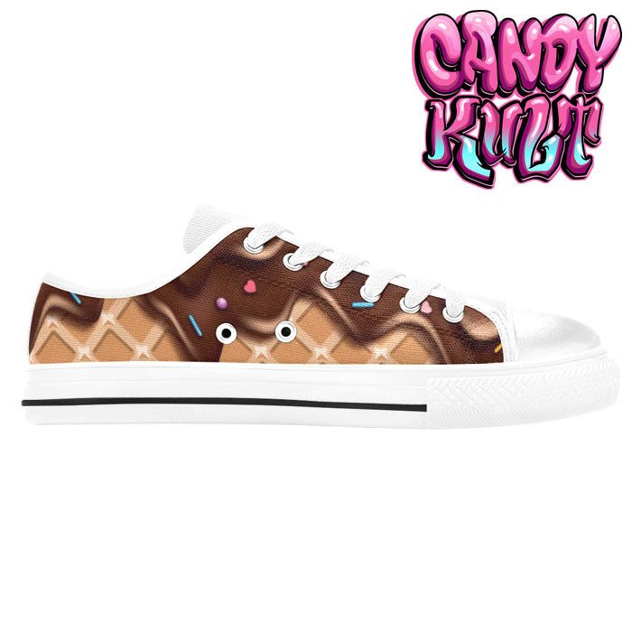 Chocolate Ice Cream White Women's Low Canvas Shoes - Candy Kult - Candy Cult - Candy Kult Land - Wishbone - Boo Kitty - Panku - Frosti - Toxic Kitten - Hex-Heart - Cult Candy - Cake High Heels - [product_vendor}