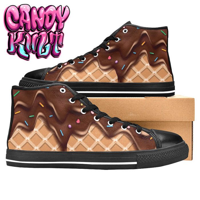Chocolate Ice Cream Men’s High Top Canvas Shoes - Candy Kult - Candy Cult - Candy Kult Land - Wishbone - Boo Kitty - Panku - Frosti - Toxic Kitten - Hex-Heart - Cult Candy - Cake High Heels - [product_vendor}