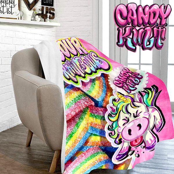 Unicorn Sour Rainbows Candy Kult Micro Fleece Blanket - Candy Kult - Candy Cult - Candy Kult Land - Wishbone - Boo Kitty - Panku - Frosti - Toxic Kitten - Hex-Heart - Cult Candy - Cake High Heels - [product_vendor}