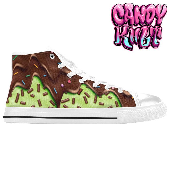 Sprinkles Please Choc Mint White Men’s High Top Canvas Shoes - Candy Kult - Candy Cult - Candy Kult Land - Wishbone - Boo Kitty - Panku - Frosti - Toxic Kitten - Hex-Heart - Cult Candy - Cake High Heels - [product_vendor}
