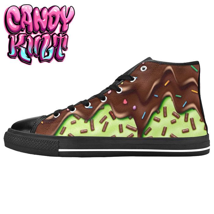 Sprinkles Please Choc Mint Men’s High Top Canvas Shoes - Candy Kult - Candy Cult - Candy Kult Land - Wishbone - Boo Kitty - Panku - Frosti - Toxic Kitten - Hex-Heart - Cult Candy - Cake High Heels - [product_vendor}